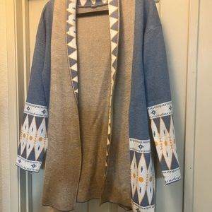 New Never Worn Super Soft Blue Beige Orange White Sweater Open Front Cardigan